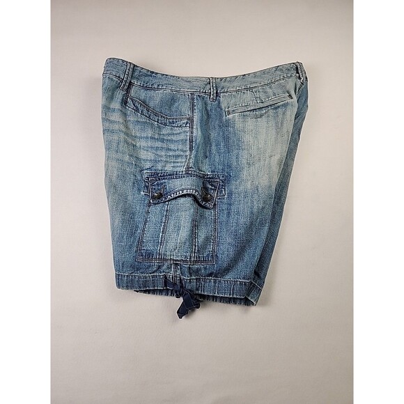 LRL Lauren Jeans Co Shorts Womens 10 Blue Cargo Denim Flat Front Ties - Picture 10 of 10